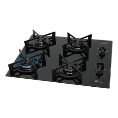 Cooktop Fit Line Fischer 4 Bocas Chama Rapida Trempe Iron Vidro Preto
